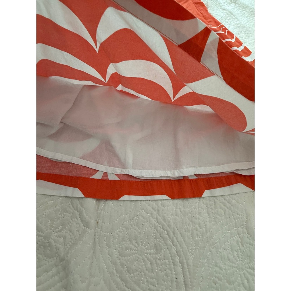Boden A-Line Skirt Womens 12 Orange White Scalloped Wave Pleated Lined WG487 - Picture 7 of 9
